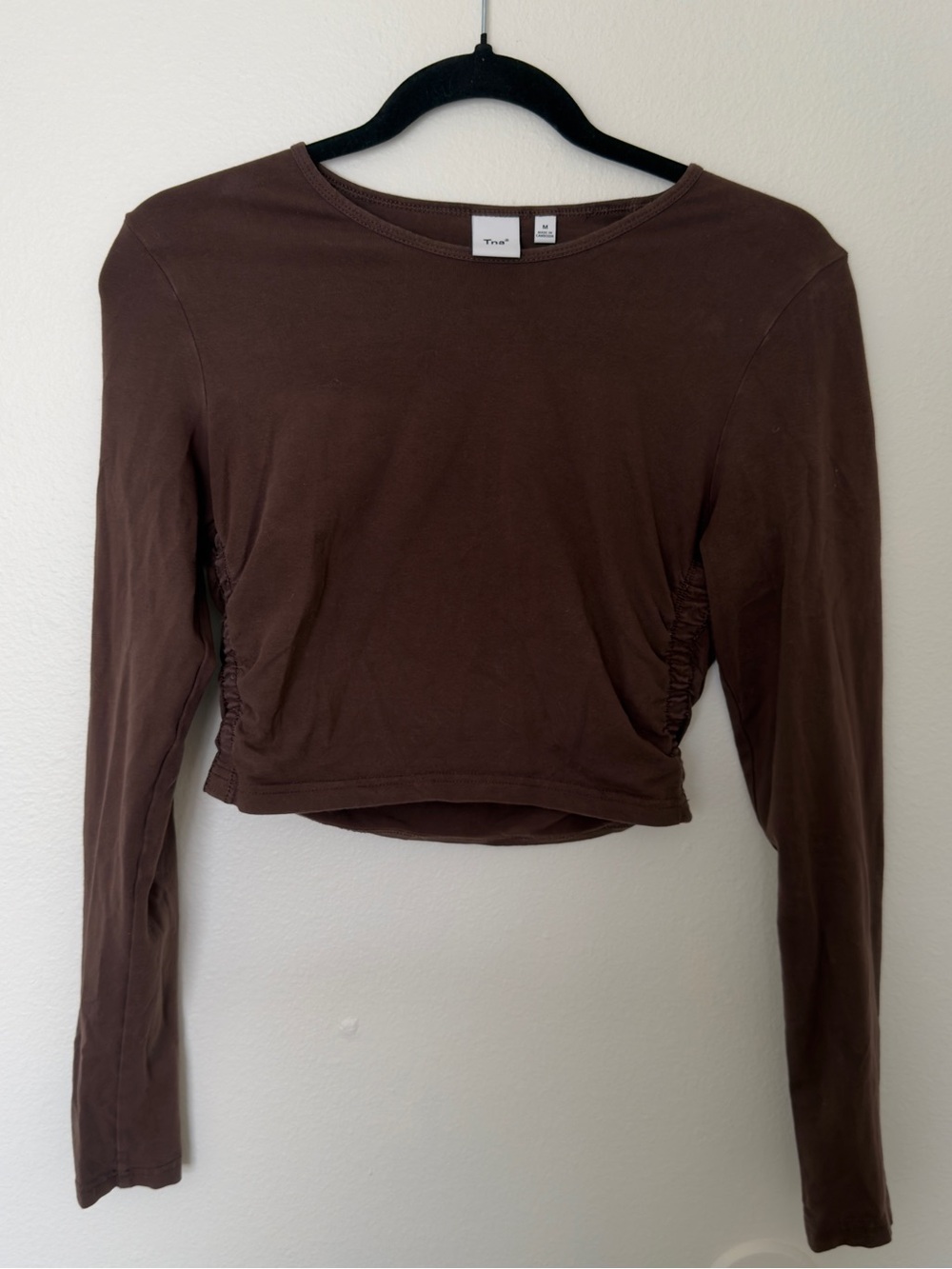 TNA Brown Long-Sleeve Cropped Top